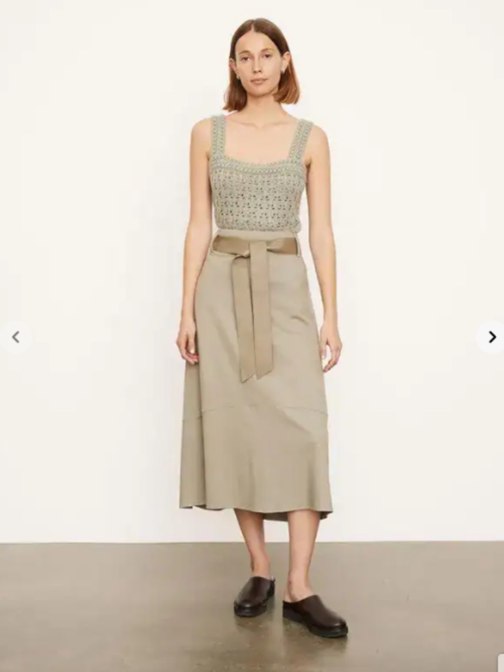 VINCE  Moon Moss Belted Paneled Skirt